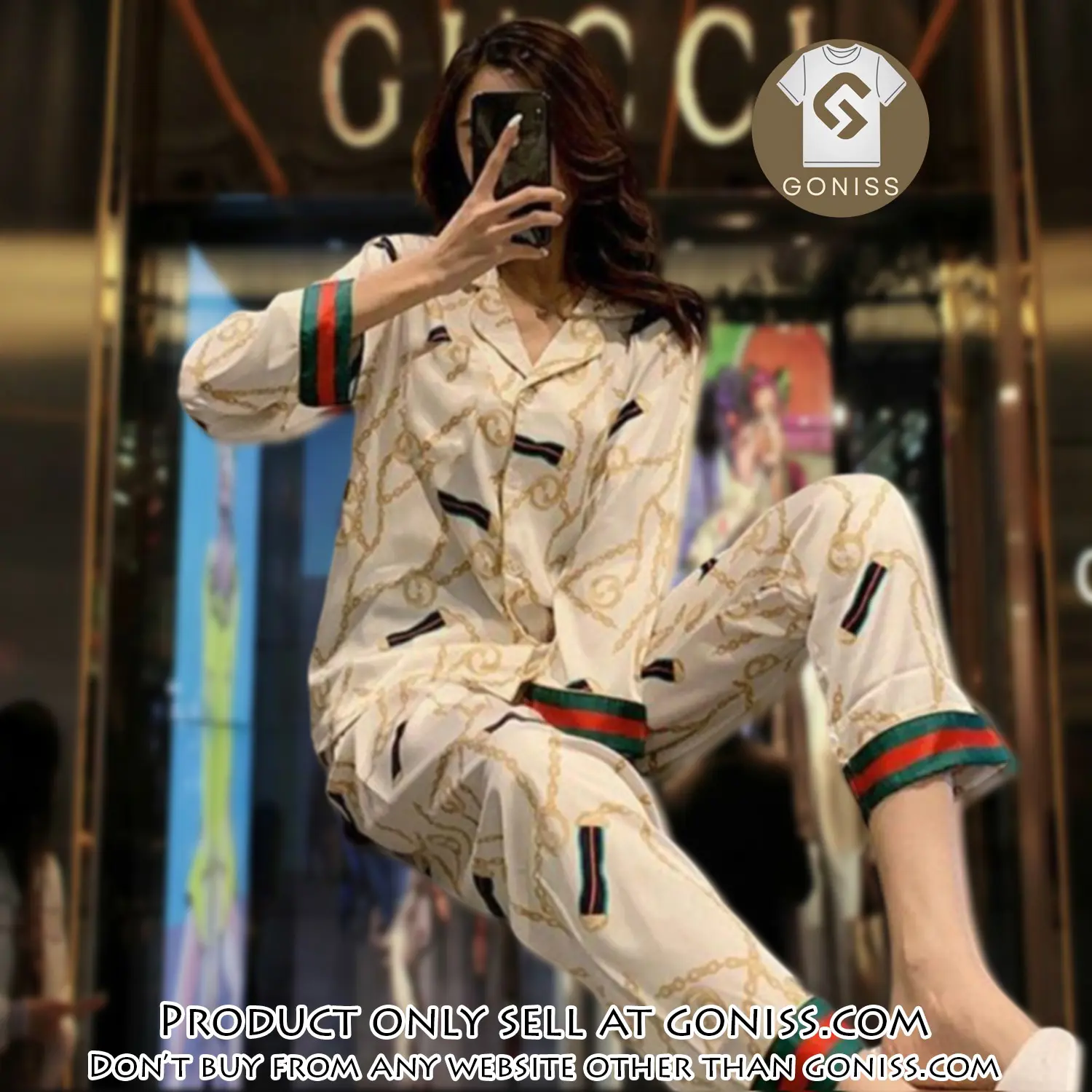 Trending luxury fashion gucci satin pajama set pjs1047 gn1218059